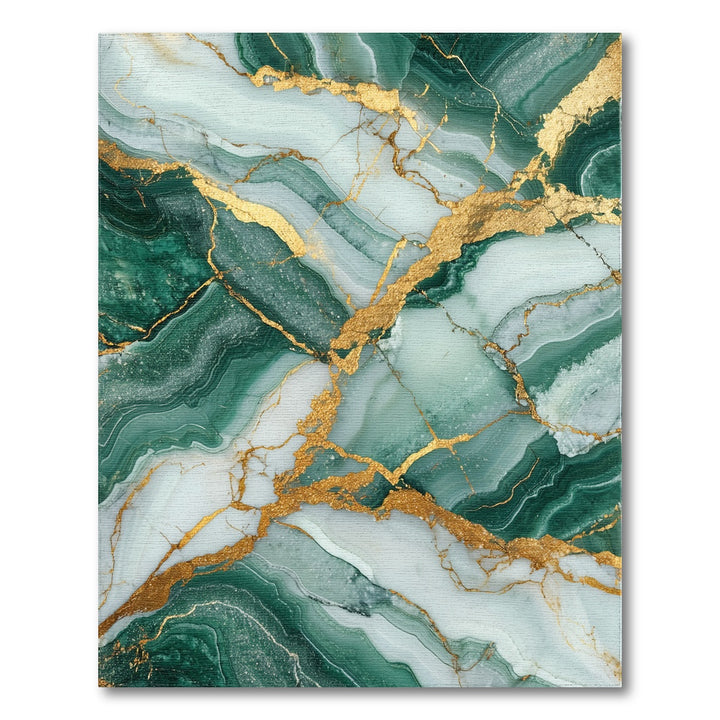 Green Abstract Area Green Marble Gold Vein Area Rug