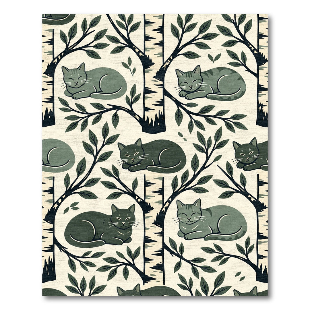 Serene Gray Cats Among Trees Rug