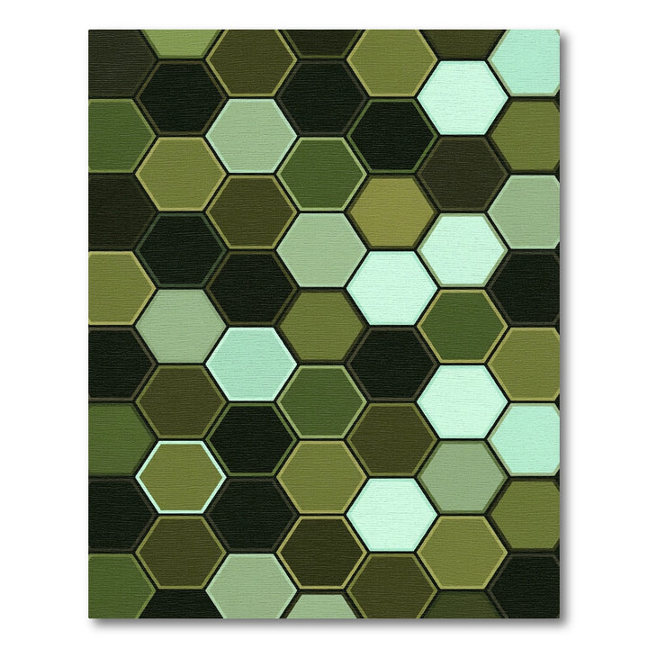 Olive Green Hexagon Texture Rug