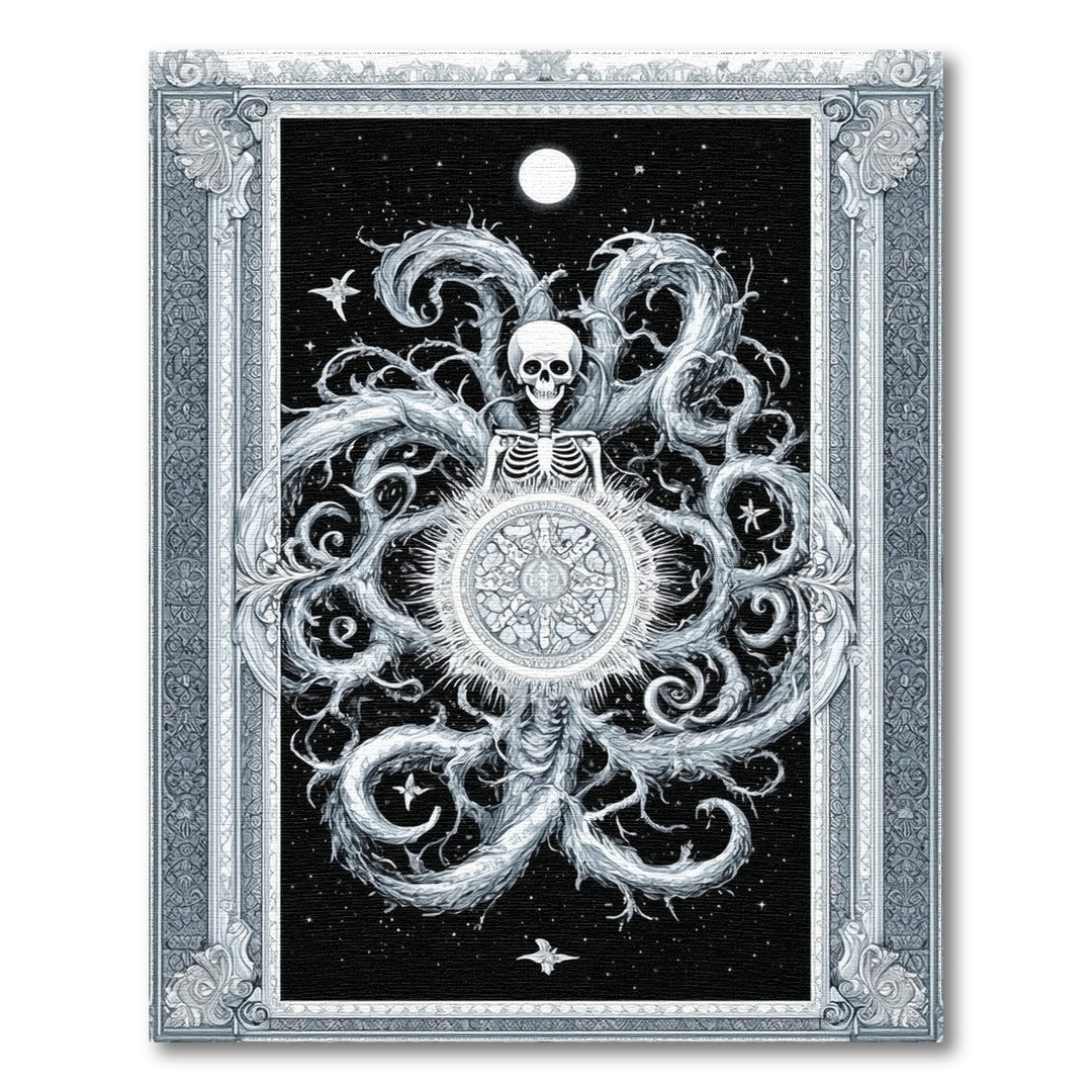 Skeleton Swirl Black White Area Rug