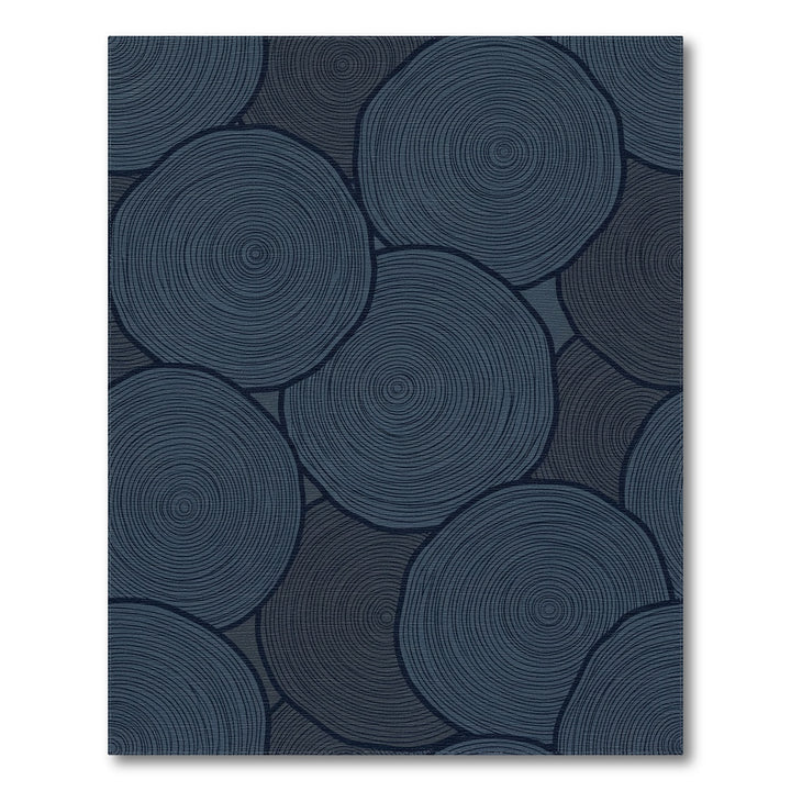 Deep Navy Wood Grain Circles Rug