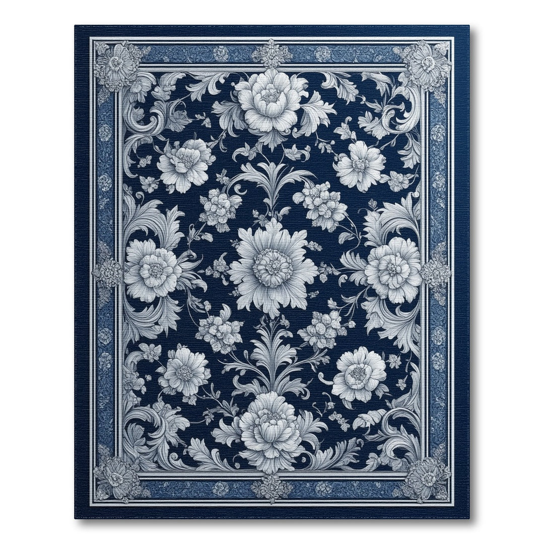 Blue Floral Vintage Area Rug