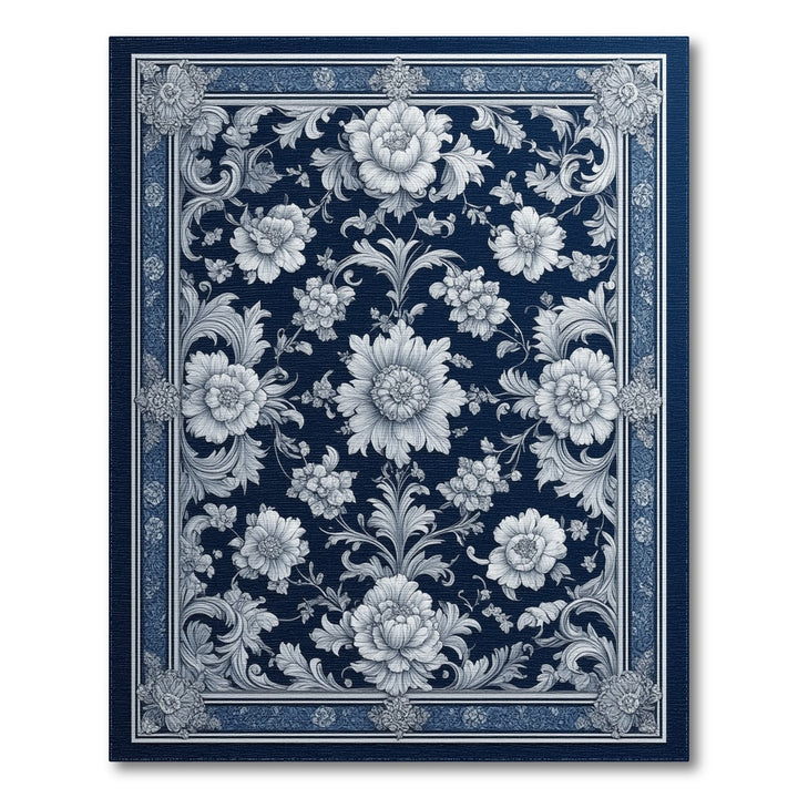 Blue Floral Vintage Area Rug