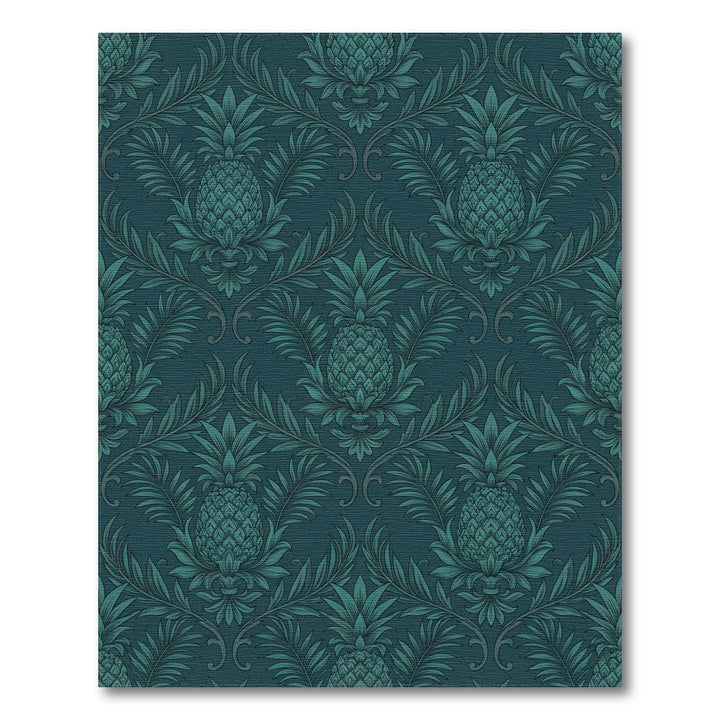 Teal Pineapple Damask Traditional Rug