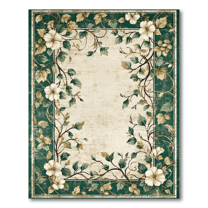 Green Floral Vintage Area Rug