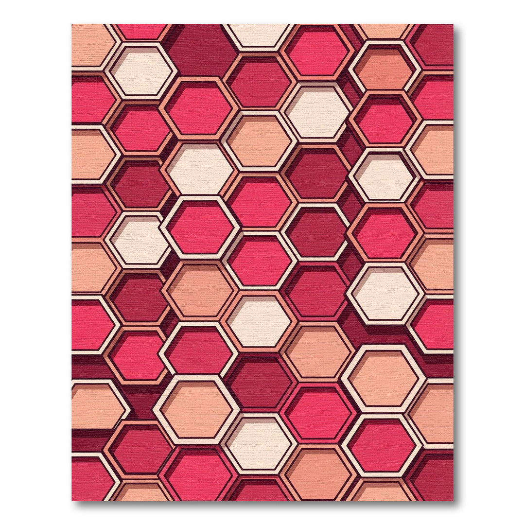 Crimson Honeycomb Geometric Honeycomb Rug