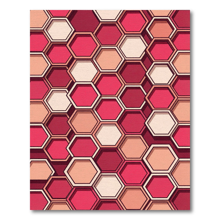 Crimson Honeycomb Geometric Honeycomb Rug