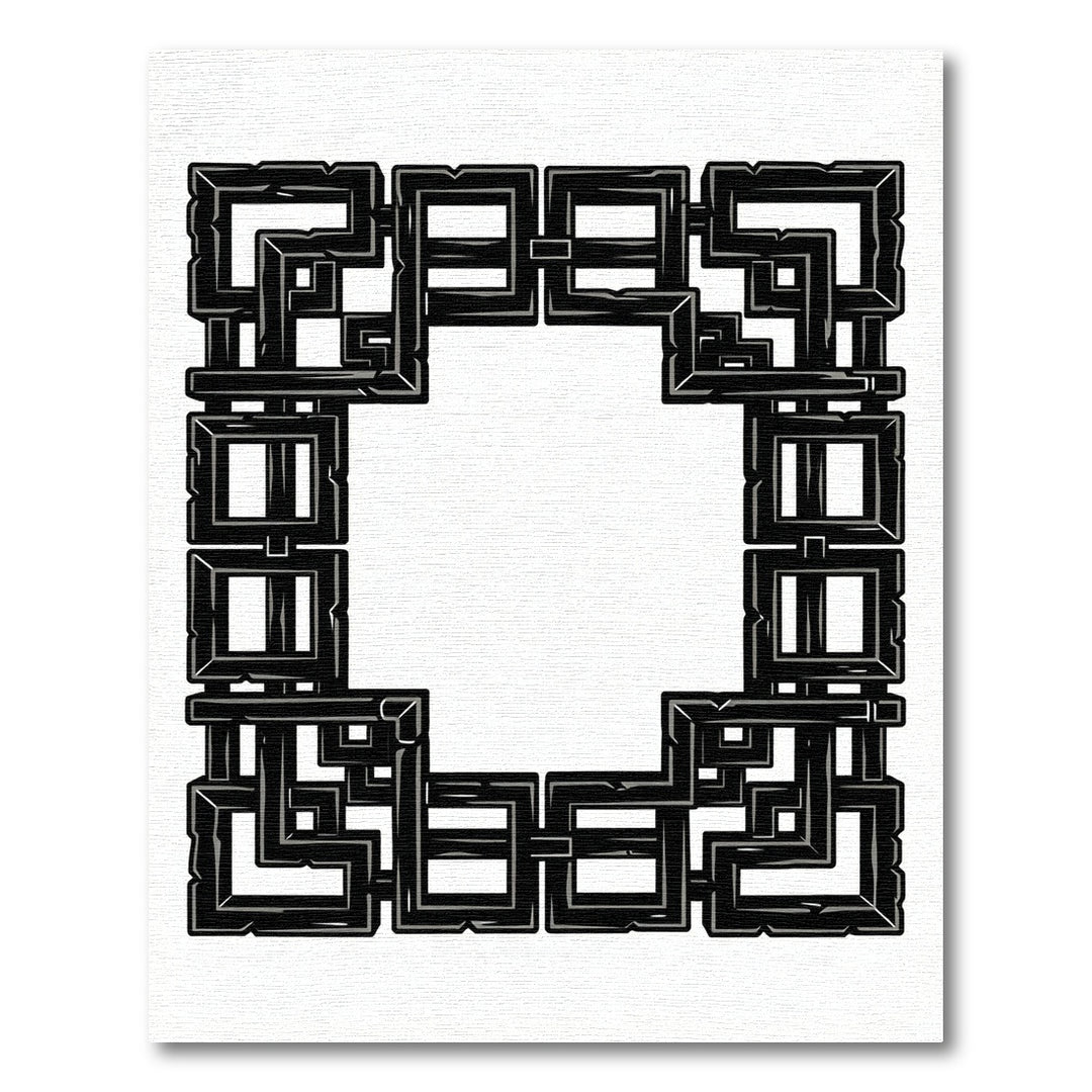 Black Obsidian Interlocking Square Frame Rug