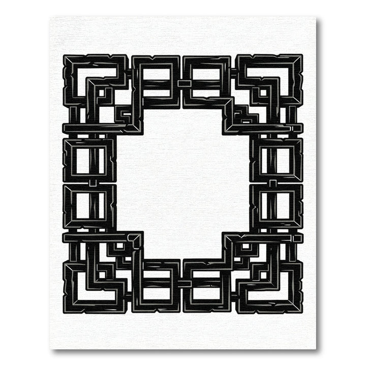 Black Obsidian Interlocking Square Frame Rug