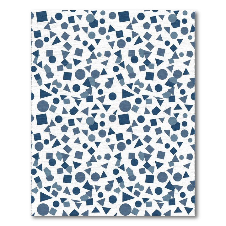 Dark Blue Geometric Shapes Collage Rug