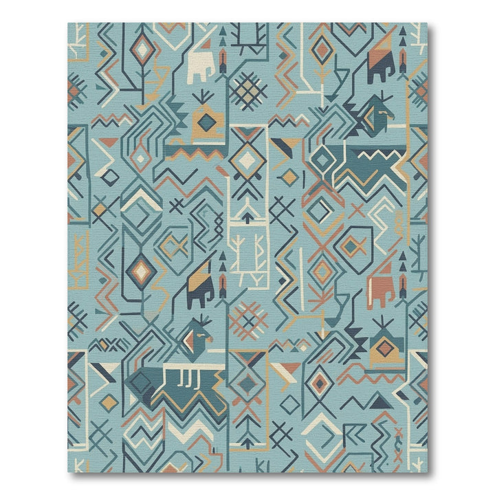 Teal Earthy Tone Animal Geometric Rug