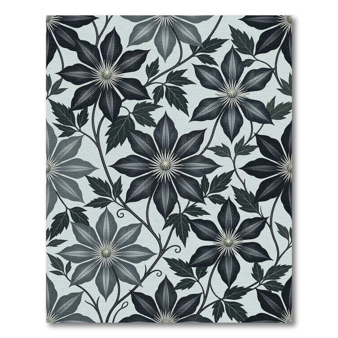 Dark Floral Clematis Vine Rug
