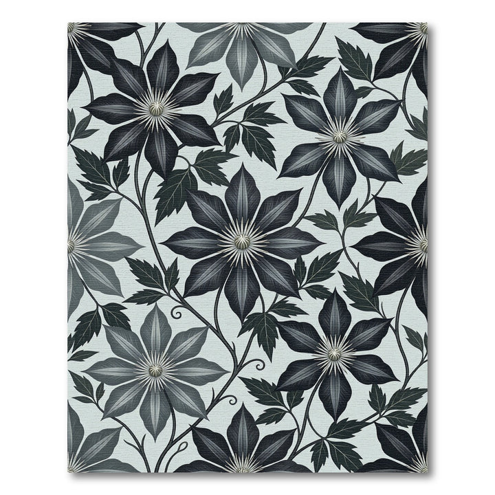 Dark Floral Clematis Vine Rug