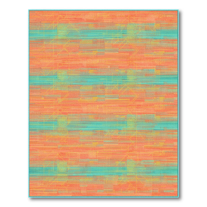 Coral Teal Geometric Area Rug