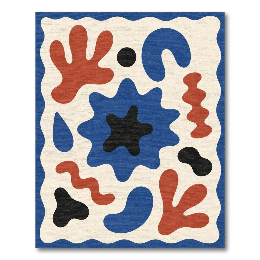 Abstract Blue Red Area Rug