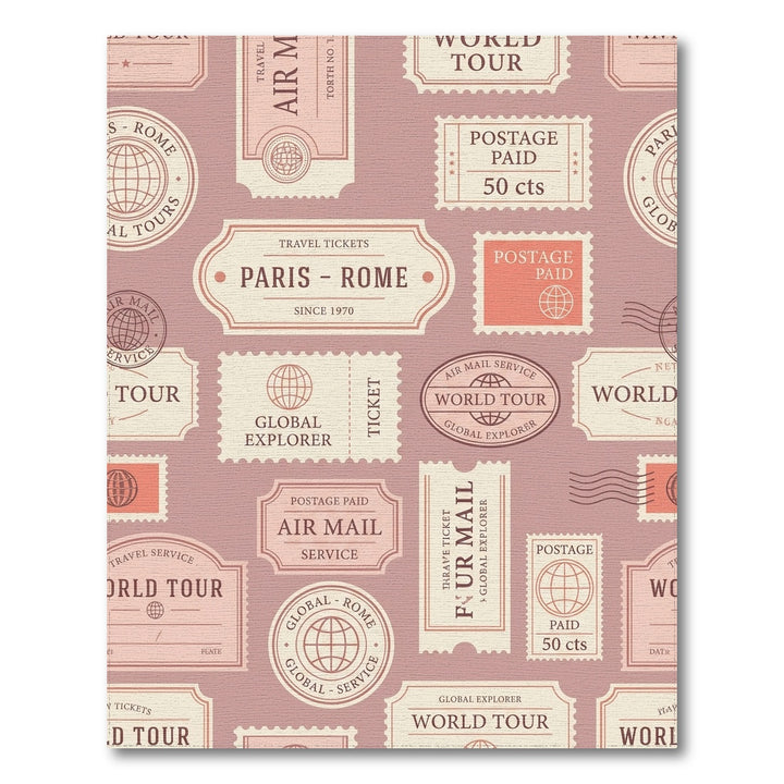 Vintage Travel Ticket Collage Rug