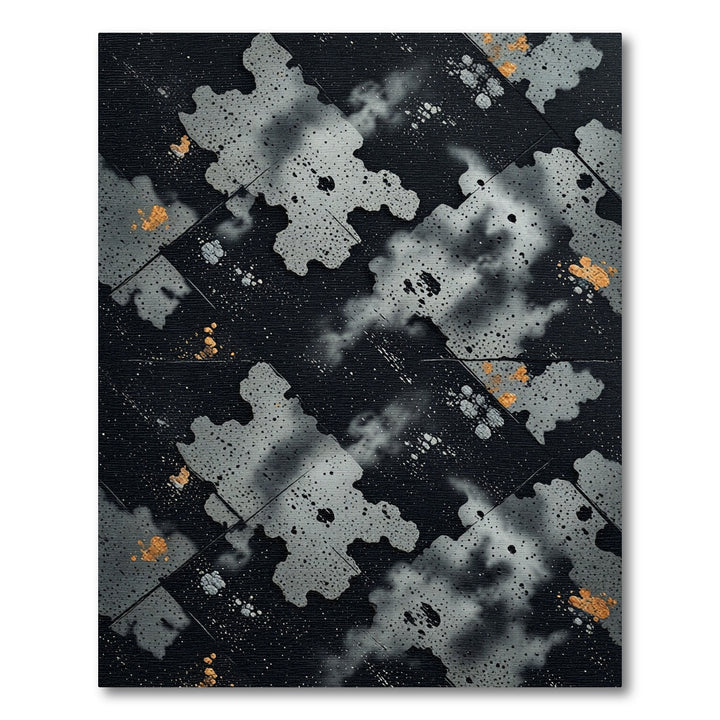Dark Splattered Abstract Forms Rug