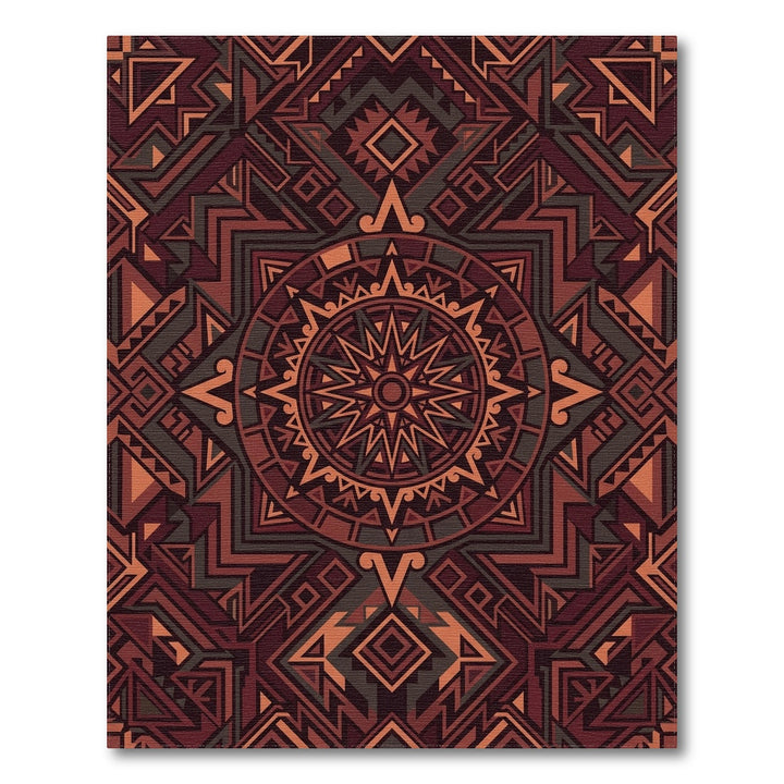 Crimson Earth Geometric Medallion Rug