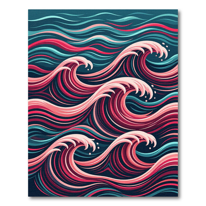 Bold Pink Teal Swirl Waves Rug