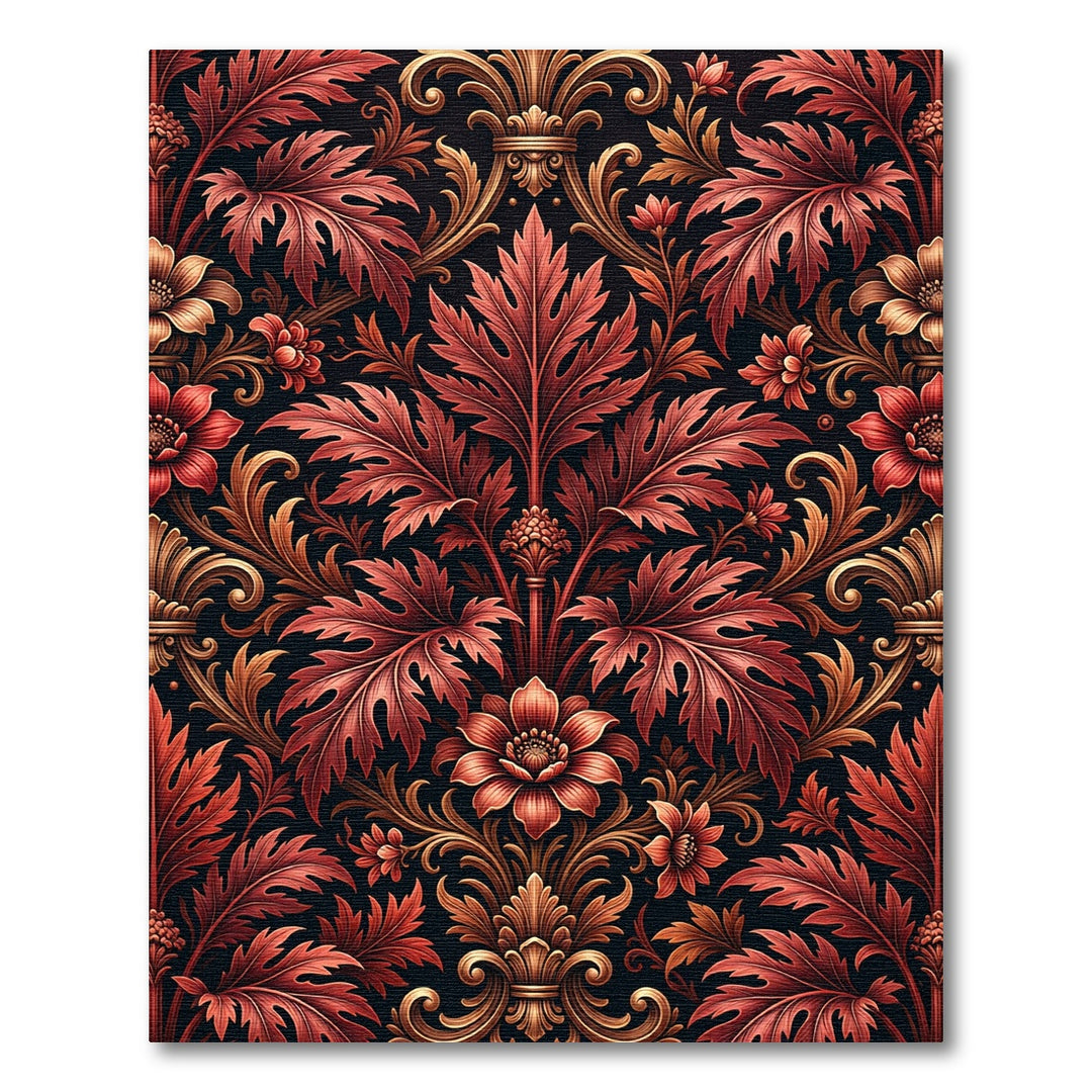 Rich Red Floral Ornamental Rug