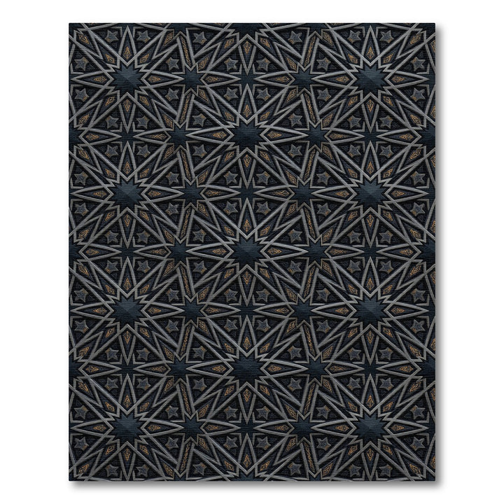 Ornate Dark Geometric Starburst Rug