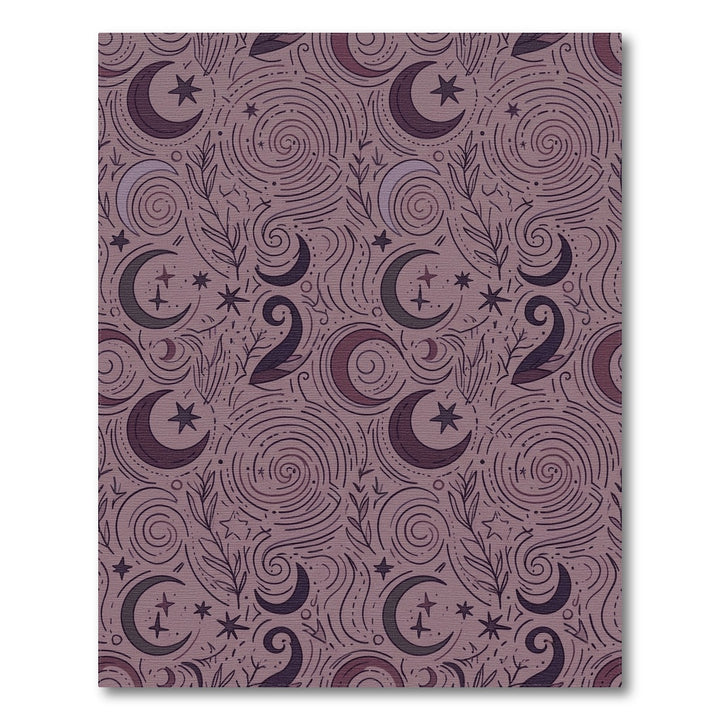 Mystical Crescent Moon Starry Night Swirls Rug