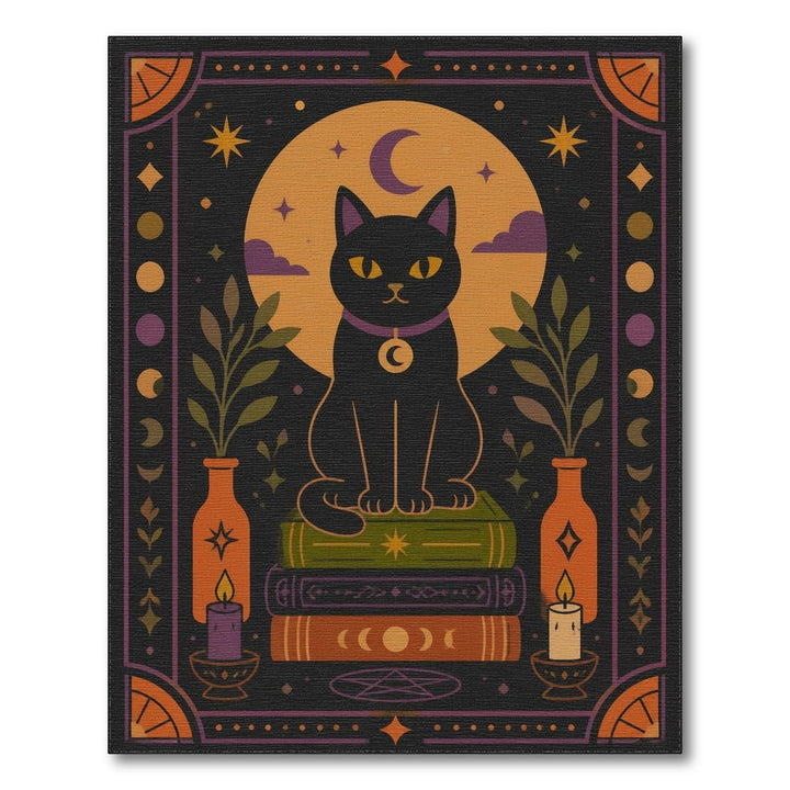 Mystical Black Cat Moon Area Rug