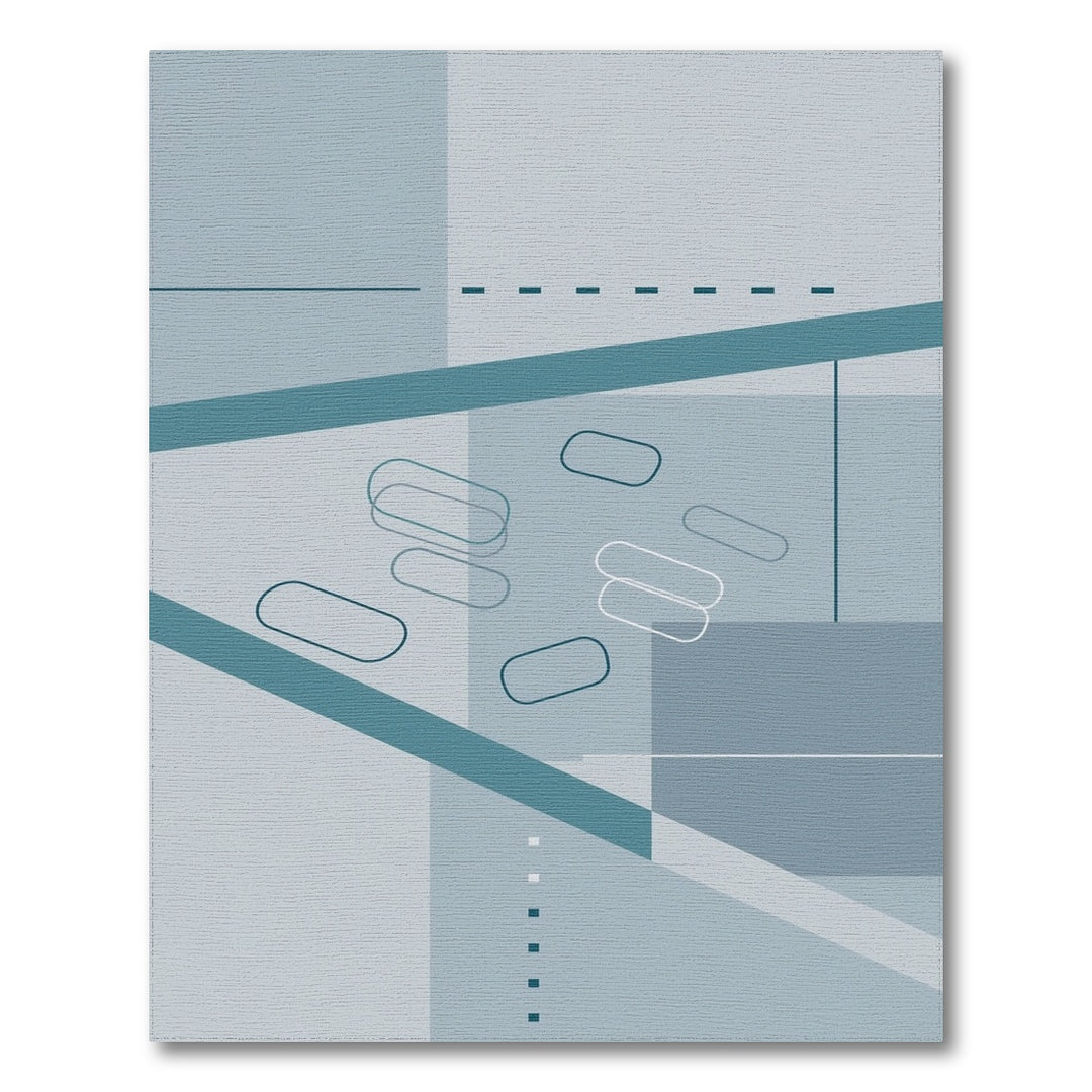 Modern Geometric Teal Area Rug