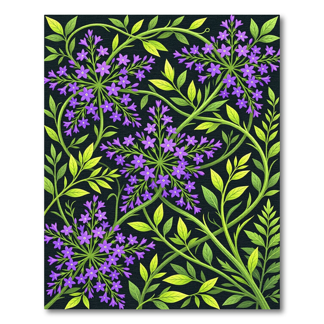 Purple Blossom Swirl Vine Rug