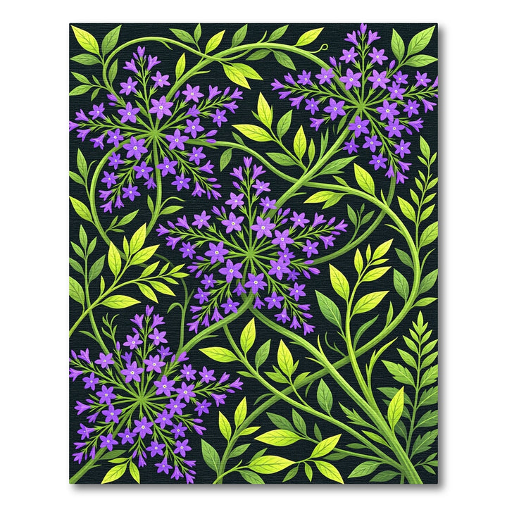 Purple Blossom Swirl Vine Rug