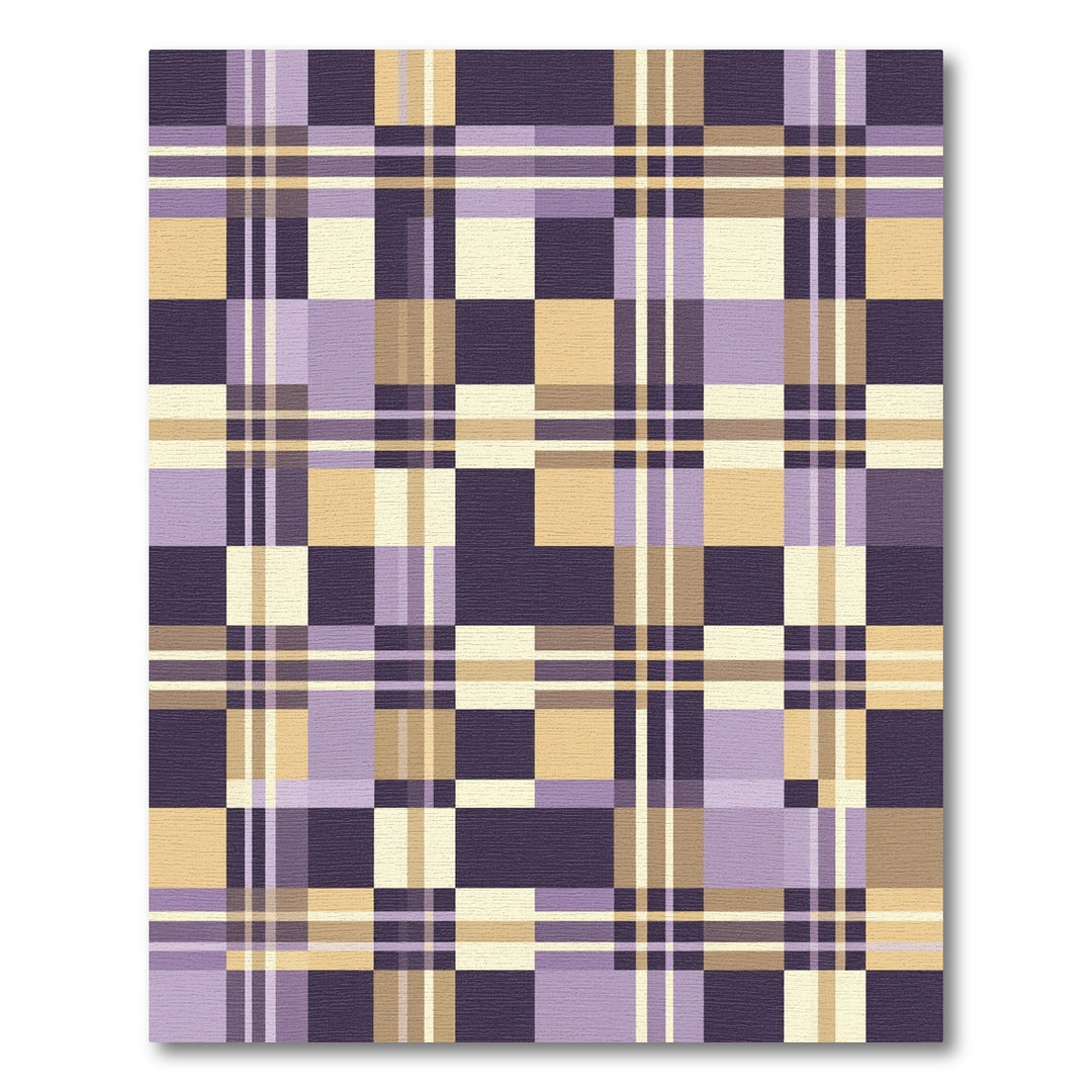 Purple Gold Beige Plaid Squares Rug