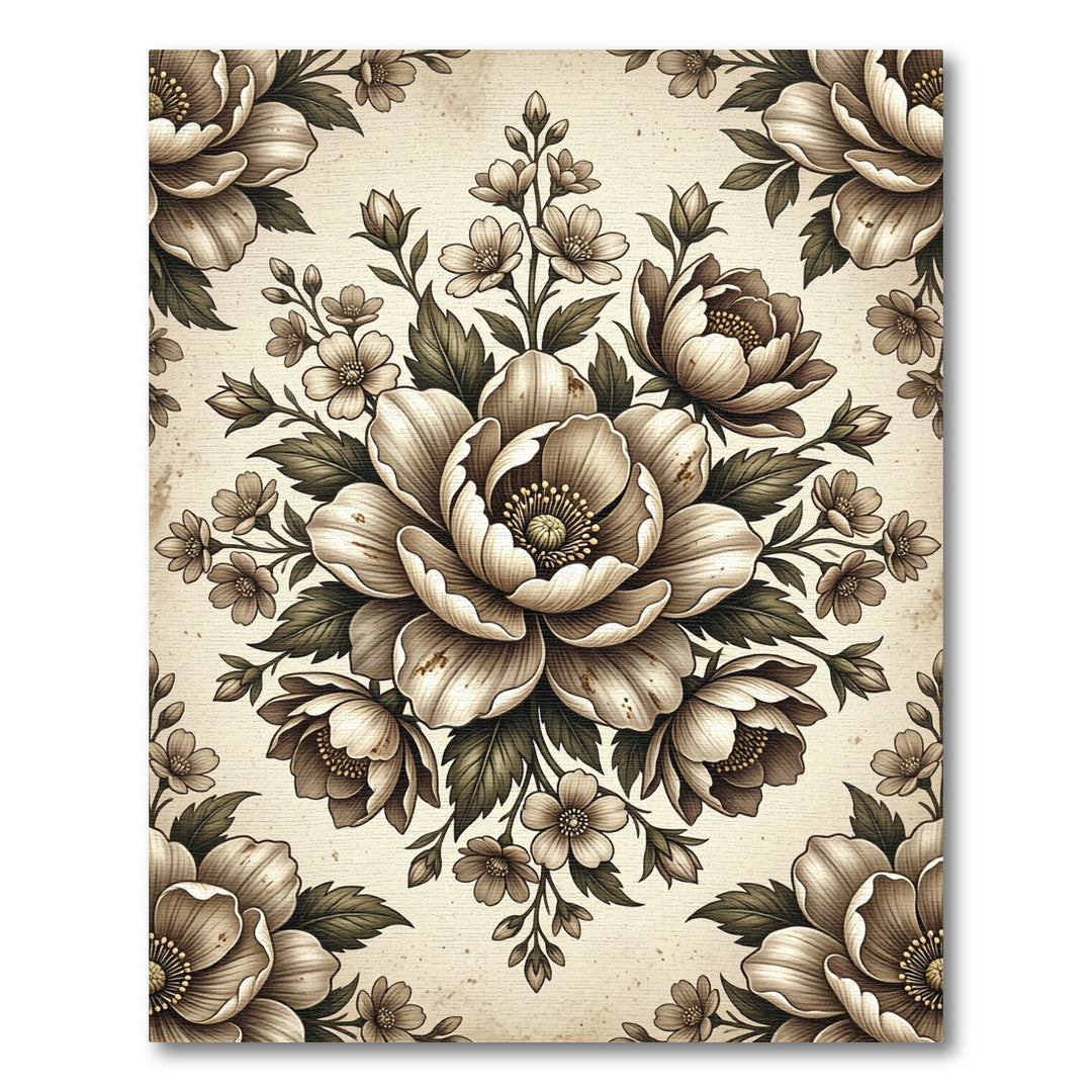 Vintage Sepia Floral Bouquet Rug