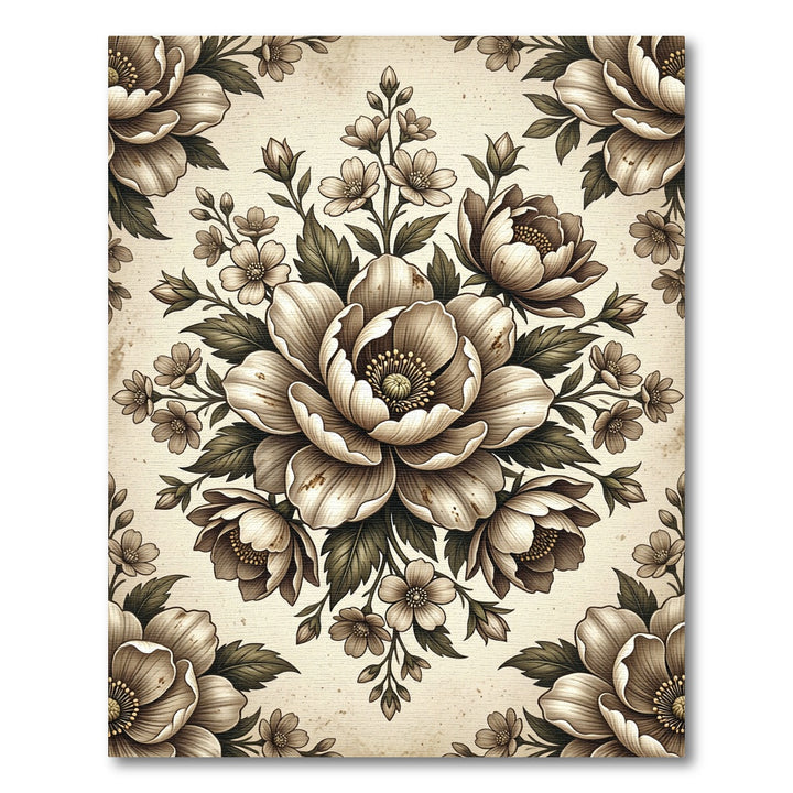 Vintage Sepia Floral Bouquet Rug