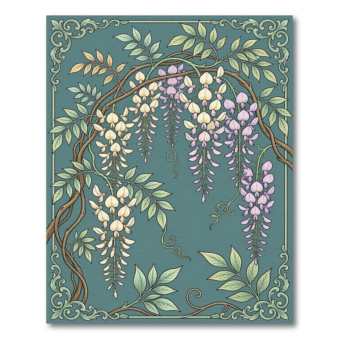 Art Nouveau Wisteria Floral Scroll Rug