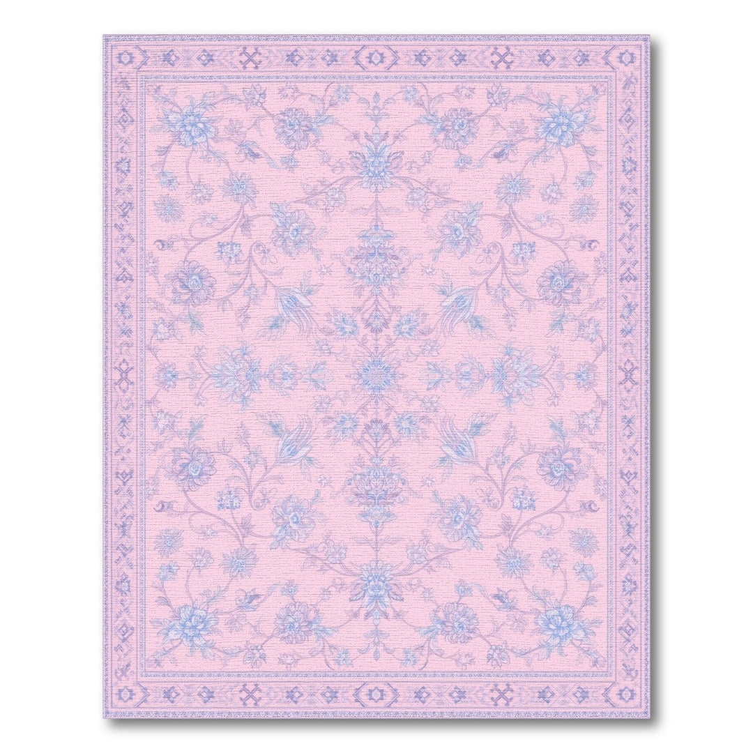 Pink Floral Vintage Washable Area Rug