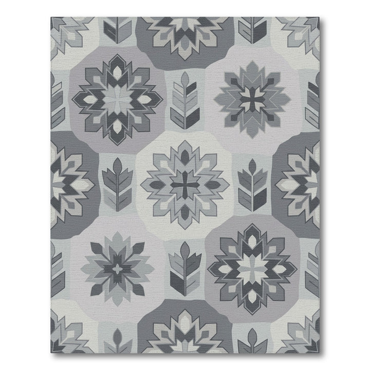 Monochromatic Geometric Floral Applique Rug