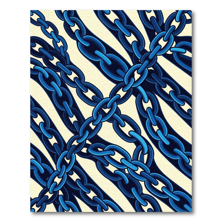 Dark Blue Interlocking Chain Tapestry Rug