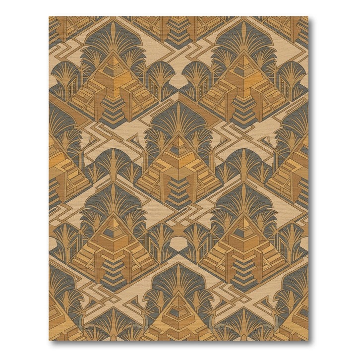 Golden Art Deco Geometric Pyramid Rug