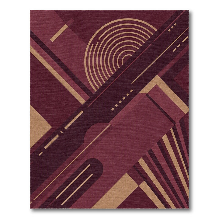 Geometric Red Area Rug with Gold Accents