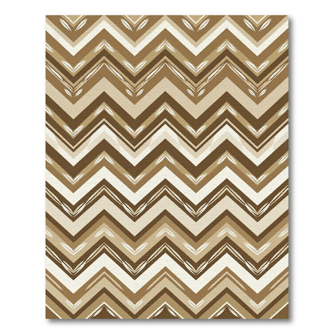 Brown Beige Chevron Zigzag Accents Rug