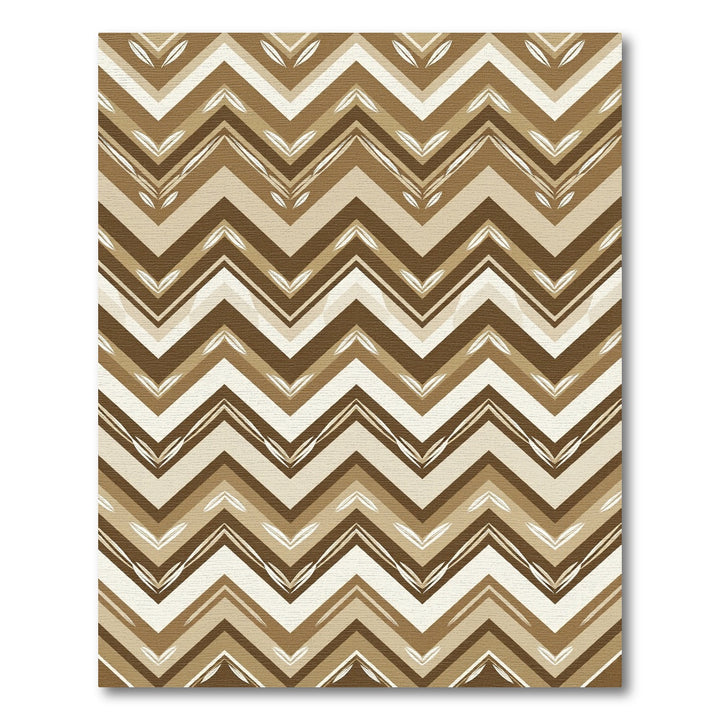 Brown Beige Chevron Zigzag Accents Rug