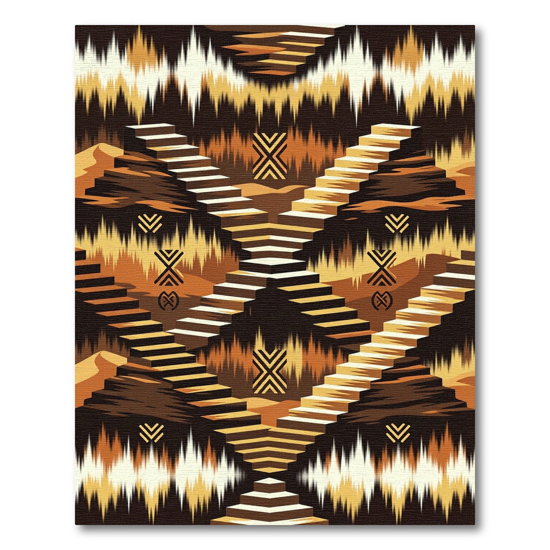 Abstract Terracotta Staircase Ascent Rug