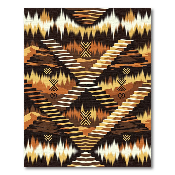 Abstract Terracotta Staircase Ascent Rug