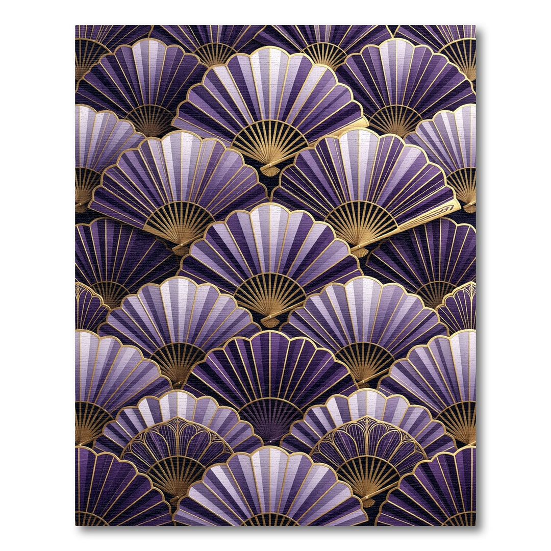 Elegant Purple Fan Art Deco Rug