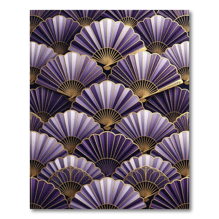 Elegant Purple Fan Art Deco Rug