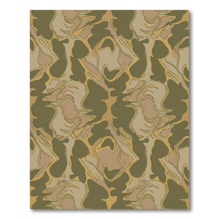 Olive Tan Abstract Camouflage Waves Rug