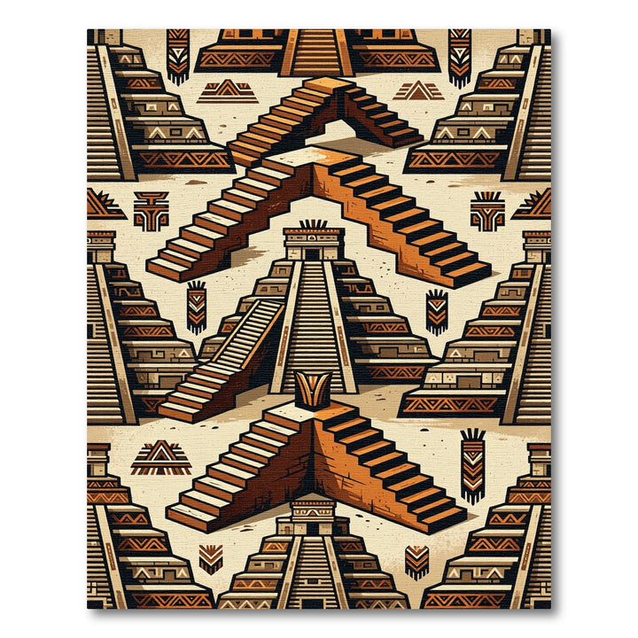 Ancient Aztec Mayan Stairway Tapestry Rug