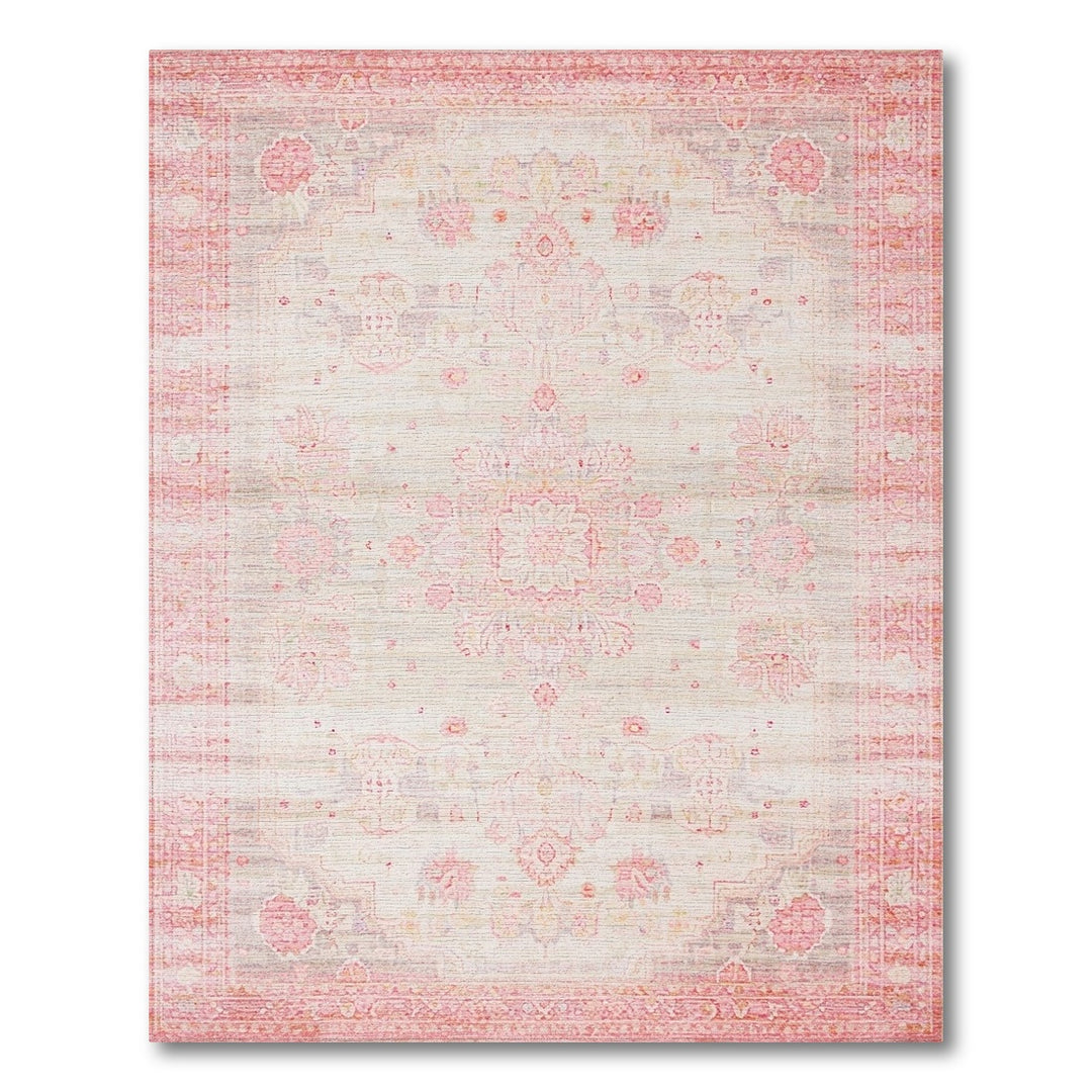 Blush Pink Floral Vintage Area Rug