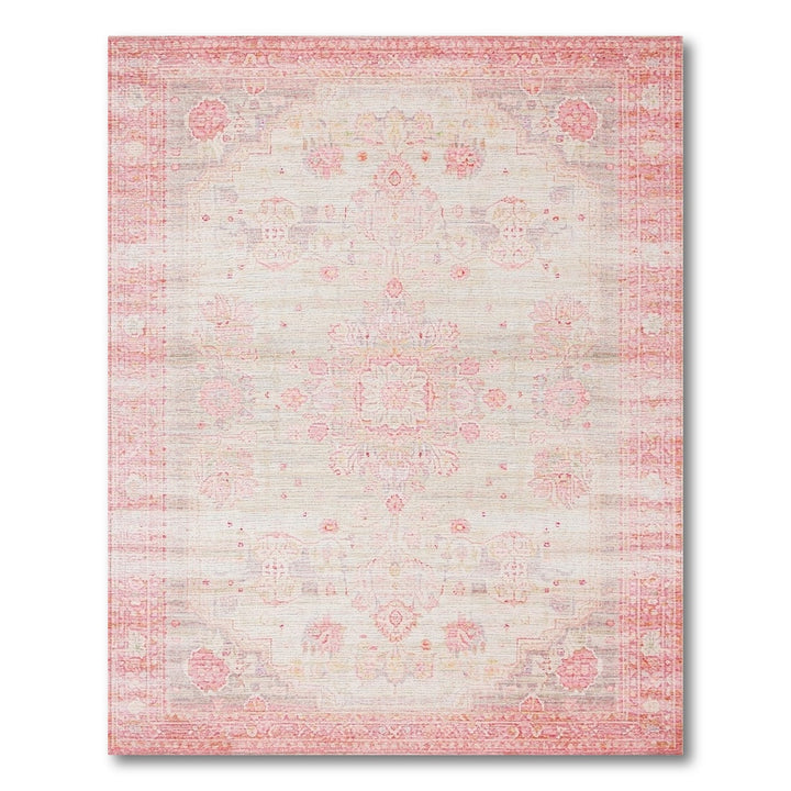 Blush Pink Floral Vintage Area Rug