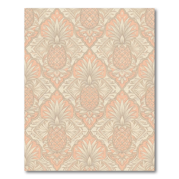 Peach Pineapple Damask Motif Rug
